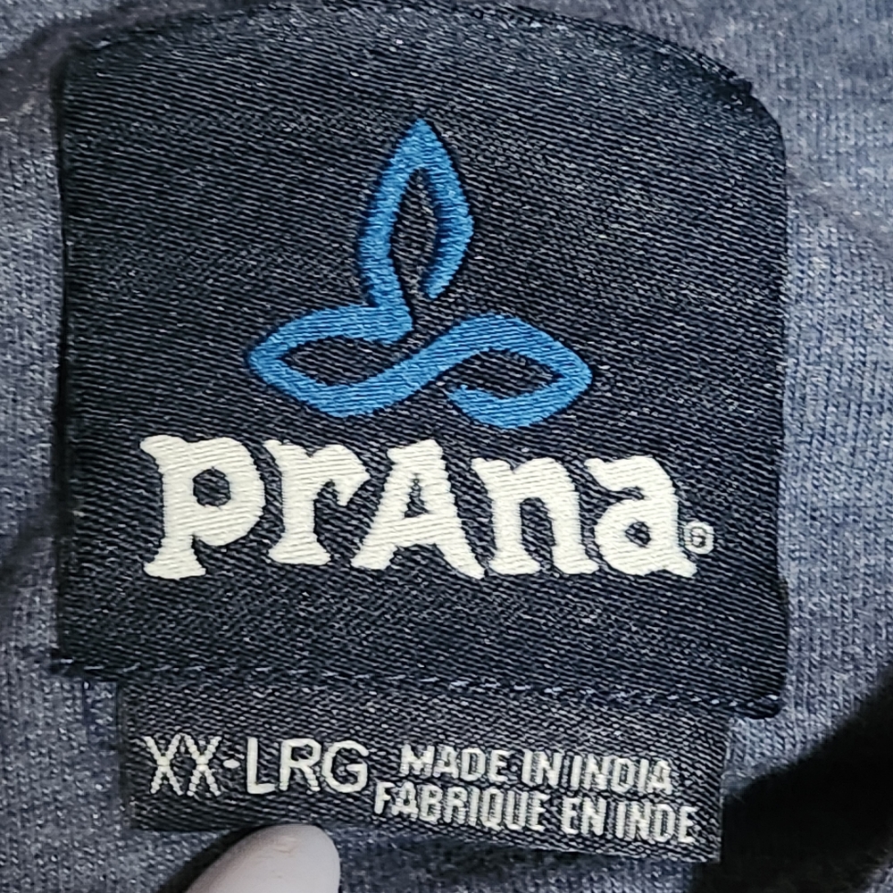 PRANA Polo Shirt Men’s XXL Blue Short Sleeve Button Up Pocket Sustainable Casual - Picture 2 of 10